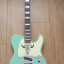 Telecaster Partcaster green surf foam binding mástil block inlays Bigsby