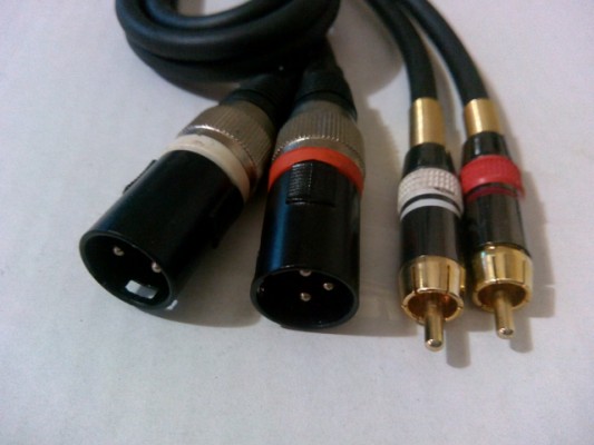 Cable XLR Macho a RCA Dorado Cable doble de 1,5 m, grosor 7mm Tipo N Profesional. Baja perdida, antiruido Marca E.D.C
