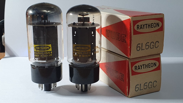 Pareja Válvulas de potencia Raytheon USA 6L6GC NOS (matcheadas) hifi, tubos