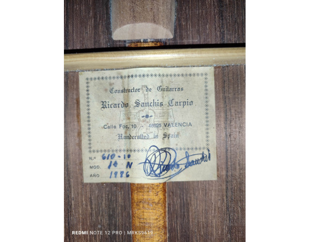 Guitarra clásica Ricardo Sanchís Carpio 1986