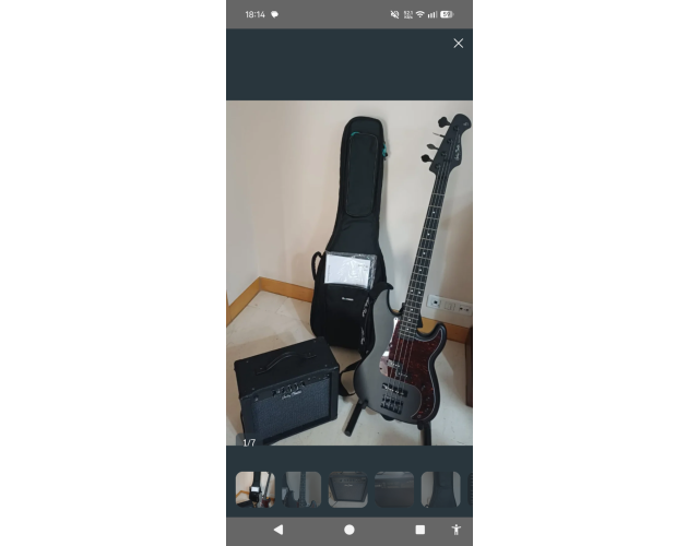 Bajo eléctrico Harley Benton PJ-4 SBK Deluxe Series y amplificador 20W bajo