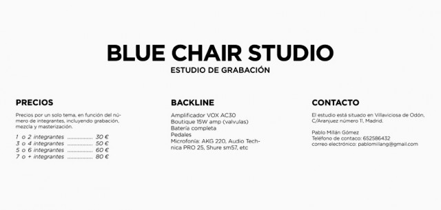 BLUE CHAIR estudio de grabación Madrid TEMA 50E