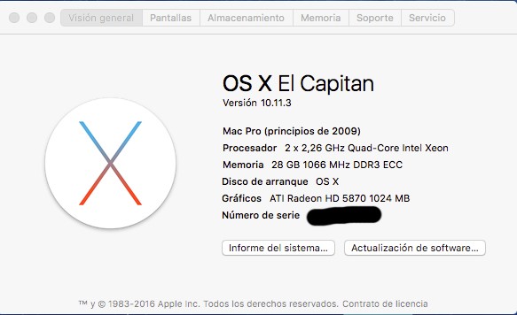 Mac Pro 4.1 con firmware de 5.1 Xeon Nehalem