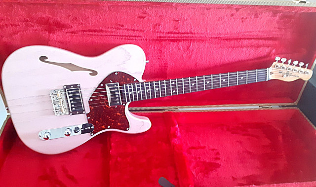 OFERTA! Mojo Guitars Custom Thinline Pink Shell (tipo Telecaster)(VIDEO)