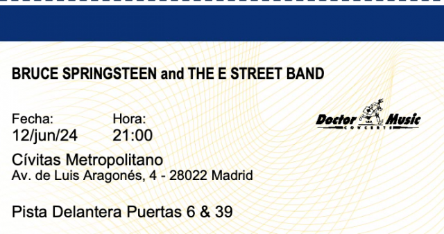 Entrada Espectacular Pista Bruce Springsteen Madrid 12/06/2024 (Civitas)