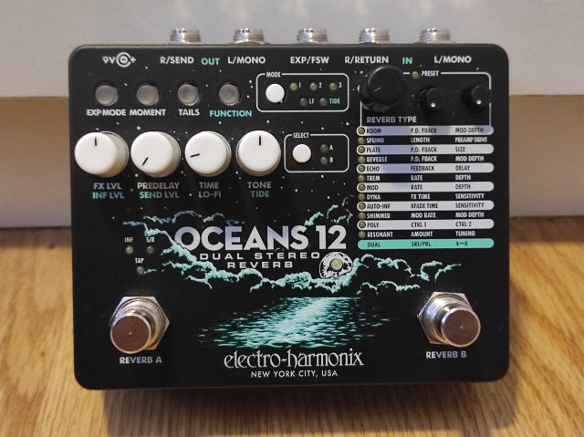 Pedal EHX Oceans 12 Dual Stereo Reverb