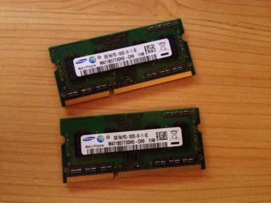 2 módulos de Memoria Ram SO Dim DDR3 de 2 GB cada una