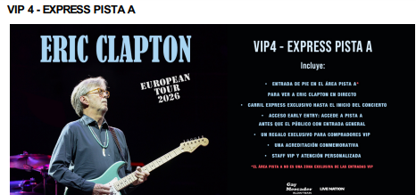 Entrada Eric clapton 10 mayo barcelona