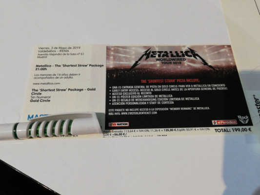 Cambio (o vendo) entrada VIP de Metallica 3 mayo en Madrid