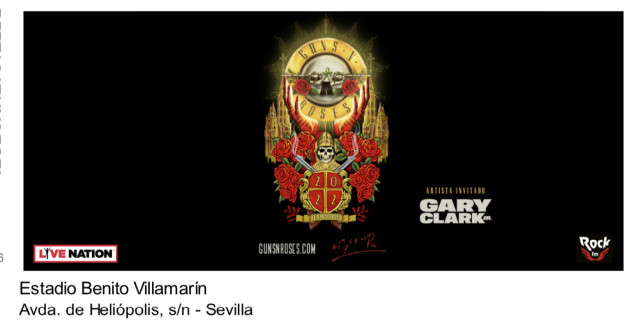 2 entradas GUNS AND ROSES (Sevilla 7 Junio)