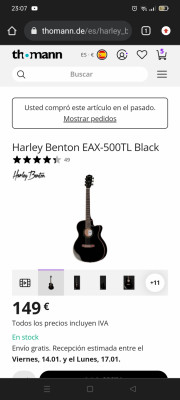 Cambio Guitarra Harley Benton + funda por Española de nylon