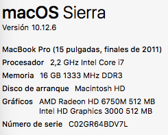 MacBook Pro 15' Intel Core i7 2,2GHz 16GB Ram 1TB SSD