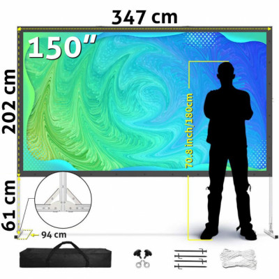 Pantalla de proyección exteriores con marco aluminio plegable 150"