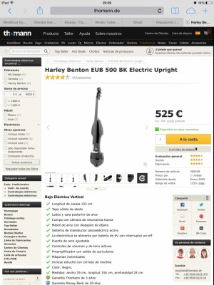 Vendo contrabajo eléctrico harley benton