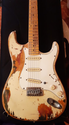 Nashguitar Timewarp T-52 Stratocaster Blonde Relic con logo Fender