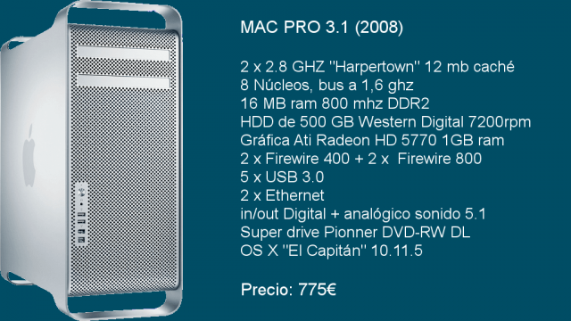 Mac Pro 3.1 2 x 2.8 GHZ "Harpertown" 8 núcleos