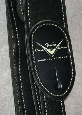 RESERVADA! CORREA Fender USA Custom Shop Stratocaster Telecaster 2" Black Leather Guitar Strap