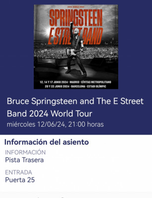 Entrada para Bruce Springsteen del miércoles 12 de junio