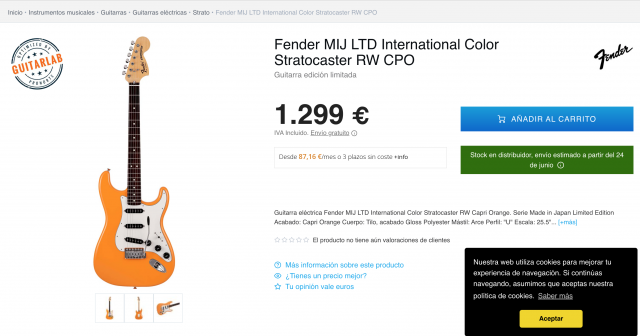 Fender MIJ LTD International Color Stratocaster RW CPO