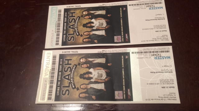 Vendo 2 entradas Slash and Myles Kennedy 13/03/19 Madrid