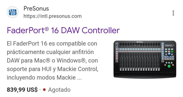 Tabla de mezclas controladora Presonus Faderport 16