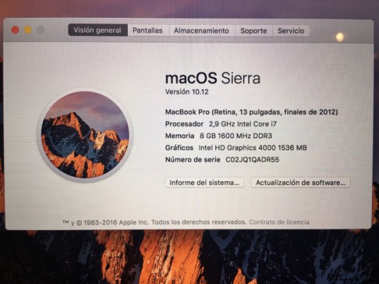 Apple MacBook Pro 13" Retina Core i7 2,9 GHz SSd