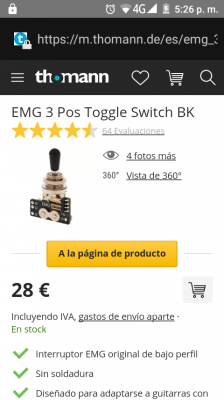 Conmutador EMG 3 Posiciones Toggle Switch Solderless