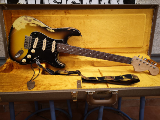 MJT-ALLPARTS Custom Shop 70s Heavy Relic Stratocaster, Sunburst. Lic. Fender usa