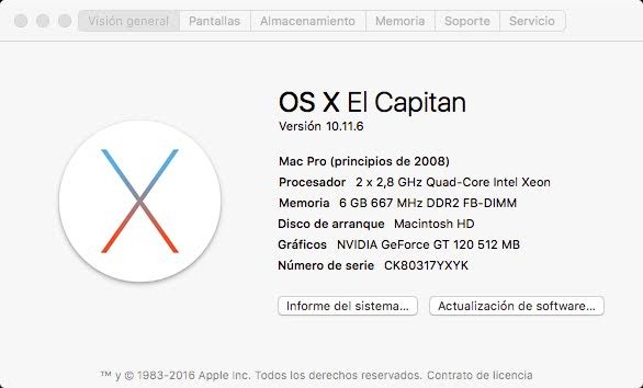 Mac Pro 3,1 2x Xeon Quad Core 2,8 8 Nucleos