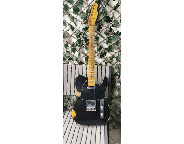 Partcaster Heavy Relic Black Over Sunburst ¡2.9KG! (350€ con estuche)