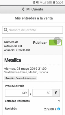 Entradas Concierto Metallica Madrid 3 de Mayo