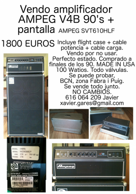 Amplificador Ampeg v4b (90's) + pantalla ampeg 610