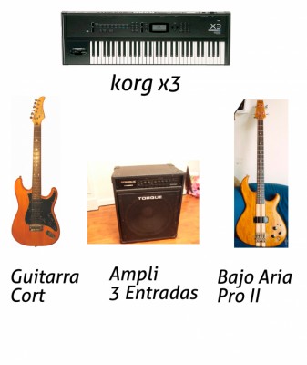 Pack Guitarra Cort Bajo Aria y Sinte Korg