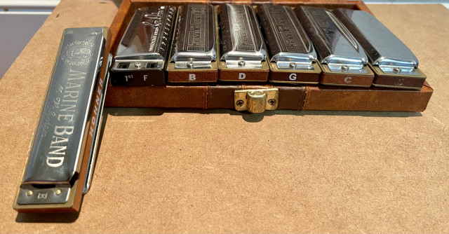 Juego de armonicas con caja y estuches