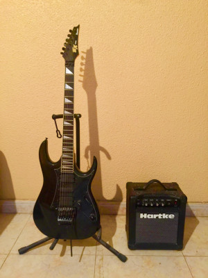 Guitarra Ibanez EX negra + Amplificador Hartke