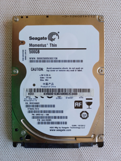 Disco duro 500GB 2,5” SEAGATE ST500LT012-9WS142 (TEST OK) Para portatil.