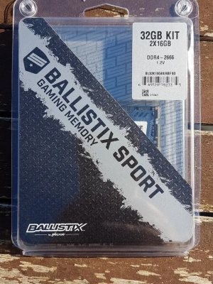 Memória RAM Ballistix Sport Gaming DDR4 2666 Mhz 32GB