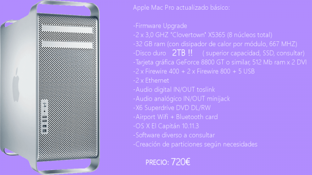 MAC PRO 2.1 32GB/ 2TB HD /2X3.0 GHZ ,8 núcleoss