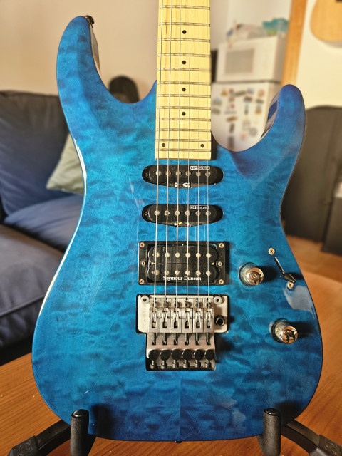 ESP LTD MH-103QM (Floyd Rose Original) See Thru Blue