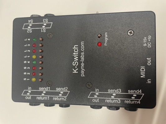 Switcher de pedales y amplis, True Bypass, Midi, K-Switch Payne Labs
