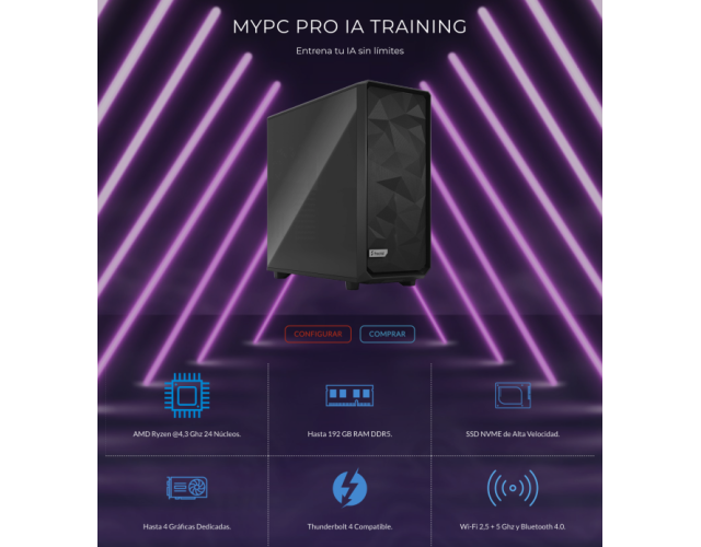 MyPc Pro IA Training | Estación para IA, vídeo y múltiples GPUs | MyPc Pro