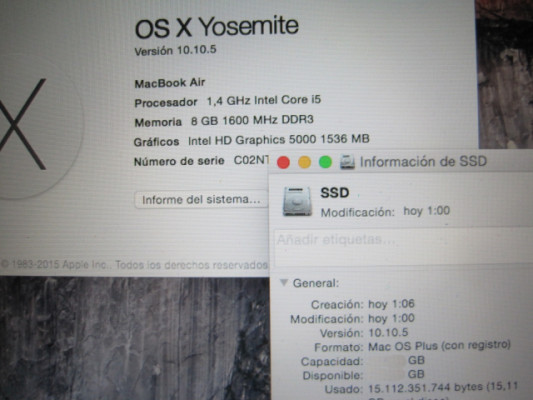 Macbook air 11" 2014 8Gb RAM