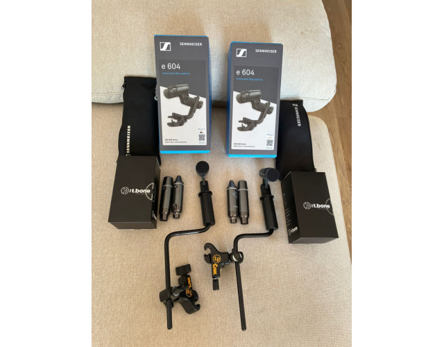 Sennheiser E604 + the t.bone free2b + LP 592A-X Mic Claw with Z-Rod