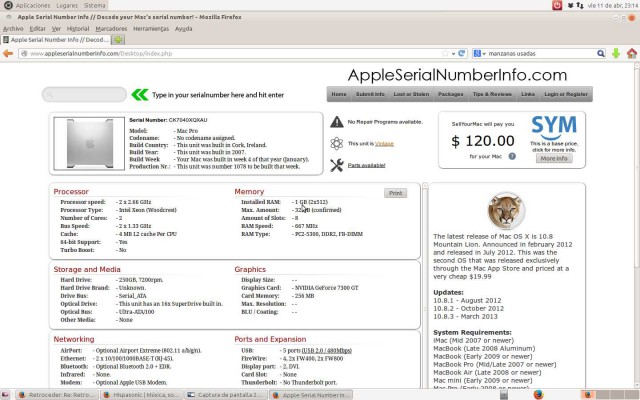 vendo apple Mac pro 4nucleos 2x 2.66Ghz 1.1