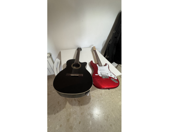 Harley Benton: Guitarra Eléctrica + Nylon Electrificada + Fundas