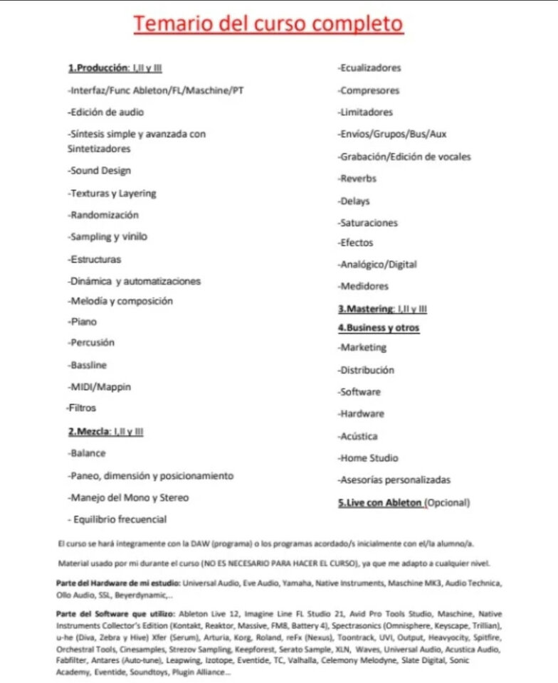 Curso Particular de Música Electrónica y Música Urbana