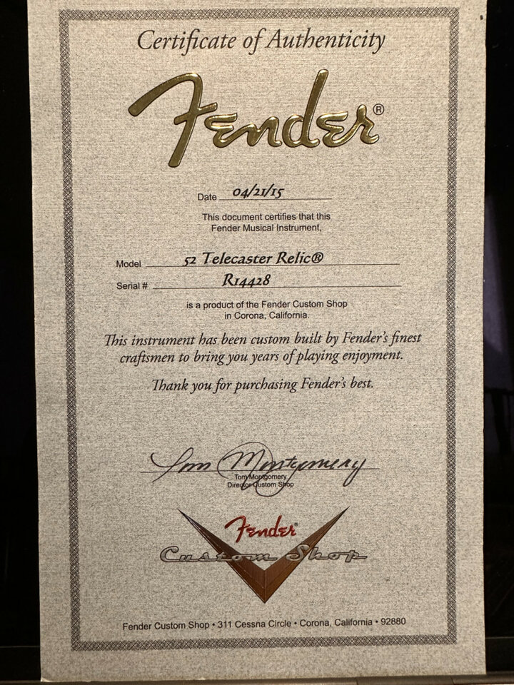 2015 Fender Telecaster Custom shop 52’ Journeyman heavy Relic