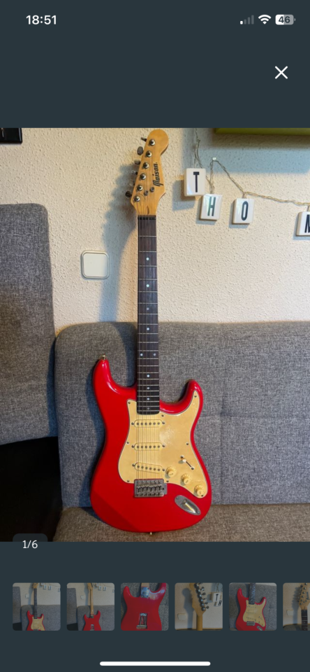 Guitarra Eléctrica Maison tipo Strato Roja de segunda mano · Foto 1 de 6 · Madrid · 130 €