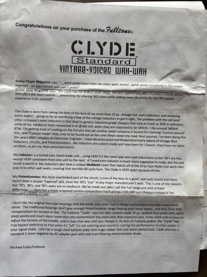 Fulltone Wha Wha Clyde Standard