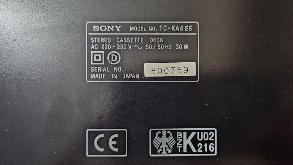 Platina SONY TC-KA6 Serie ES